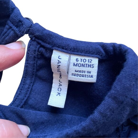 Janie & Jack 4-Piece Baby Girl Summer Clothes Bundle: Floral Tops & Navy Tee - Picture 10 of 14